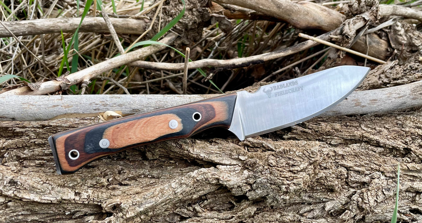 Badlands Fieldcraft “Bush Hunter” Field Knife - Handmade Montana Survival Tool- 1/8” Pop’s Pro Cut