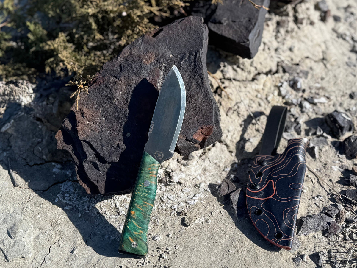 Badlands Fieldcraft “Head Hunter” Knife - Handmade Montana Hybrid Field Blade - 1/8” Pop’s Pro Cut