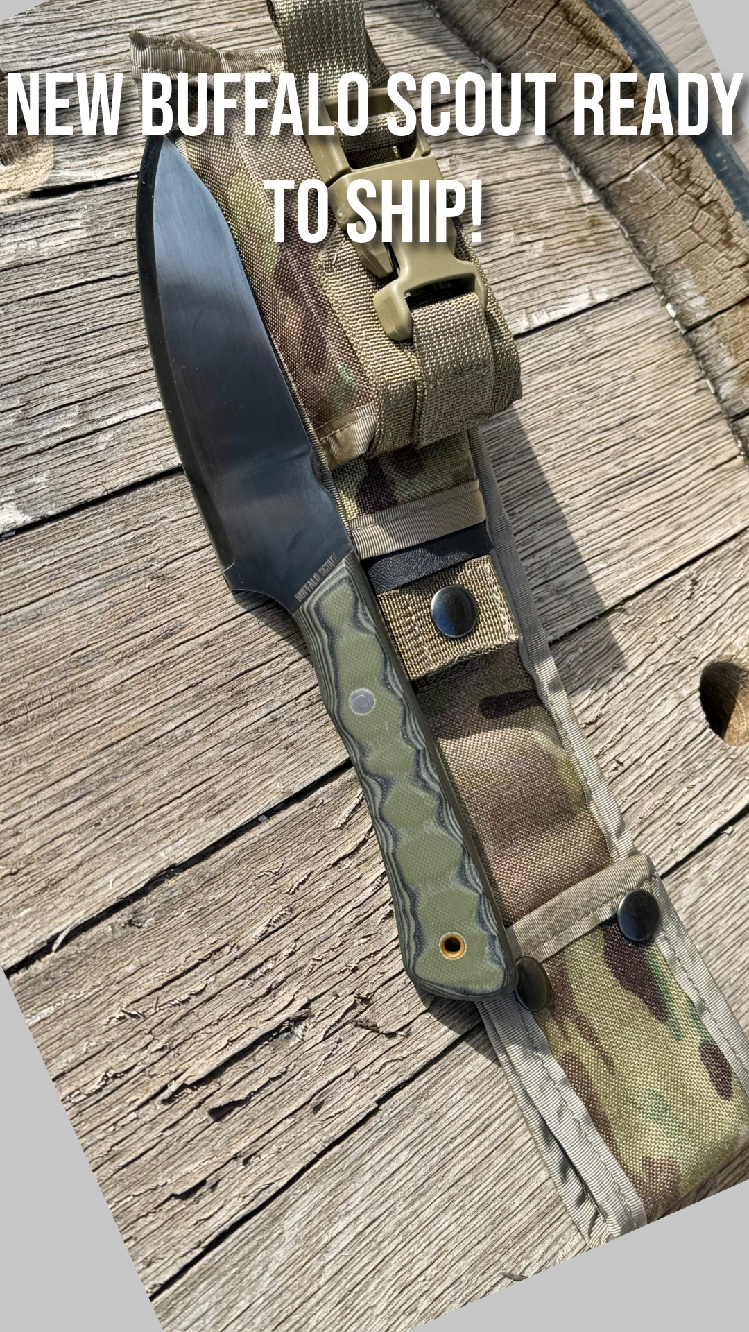 Badlands Fieldcraft “Buffalo Scout” Field Knife - Rugged Full Tang Survival Tool- 1/8” Pop’s Pro Cut